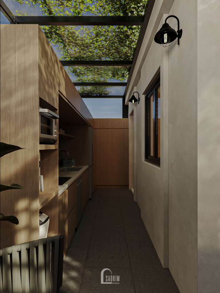 Thiết kế sân vườn phong cách Contemporary mix Mid - Century